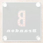 B Monogram Marquee Bulb Personalisiert Glasuntersetzer (Rückseite)