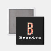 B Monogram Marquee Bulb Personalisiert Magnet (Vorderseite/Rückseite)