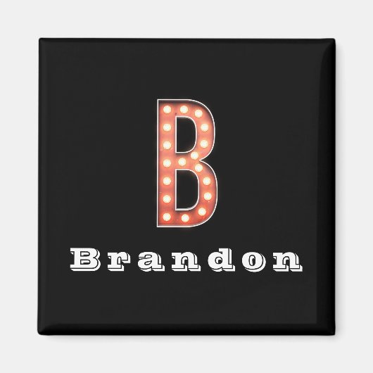 B Monogram Marquee Bulb Personalisiert Magnet (Vorne)