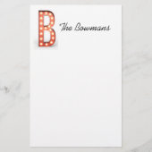 B Monogram Marquee Bulb personalize Briefpapier (Vorderseite)