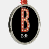 B Monogram Marquee Bulb Personalize Metal Ornament (Rechts)