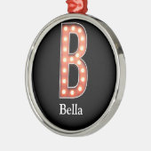 B Monogram Marquee Bulb Personalize Metal Ornament (Links)