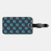 B Monogram Palm Print Turquoise Luggage Tag Gepäckanhänger (Rückseite horizontal)