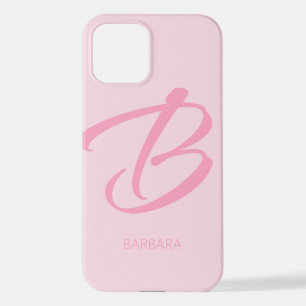 B Monogram Personalisiert Pink iPhone Case iPhone 12 Hülle