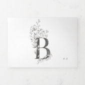 'B' Monogram Schöne gezeichnete Blumenhochzeit Dreifach Gefaltete Einladung (Cover)