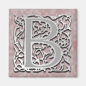 B Monogram "Silver Stone" Square Magnet (Vorne)