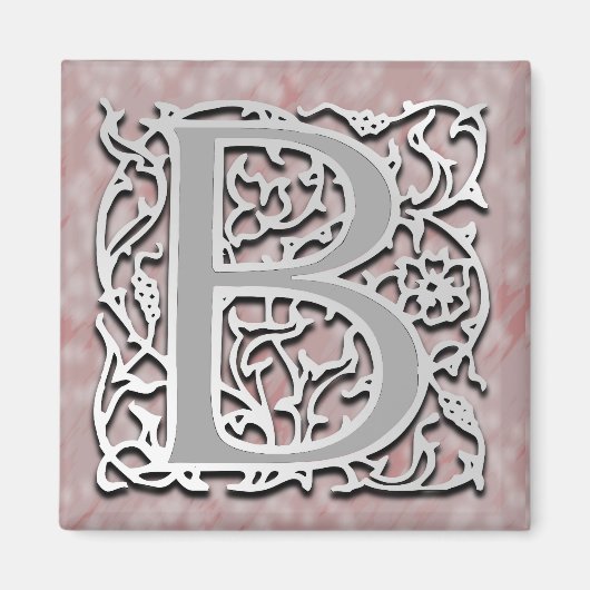 B Monogram "Silver Stone" Square Magnet (Vorne)
