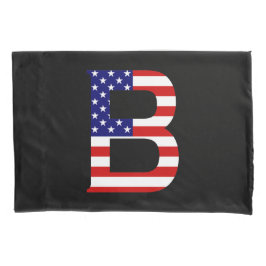 B Monogram überlagert auf US Flag Pccle Kissenbezug