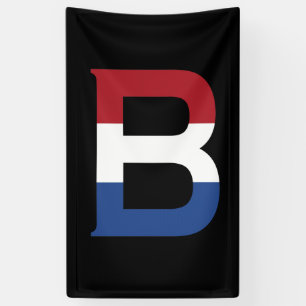 B Monogram überlagert sich auf der NLD-Flagge auf Banner
