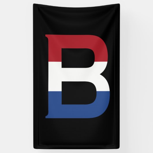 B Monogram überlagert sich auf der NLD-Flagge auf Banner (Vertikal)
