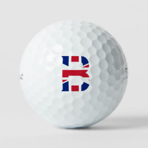 B Monogram überlagert sich auf der Union Jack Flag Golfball