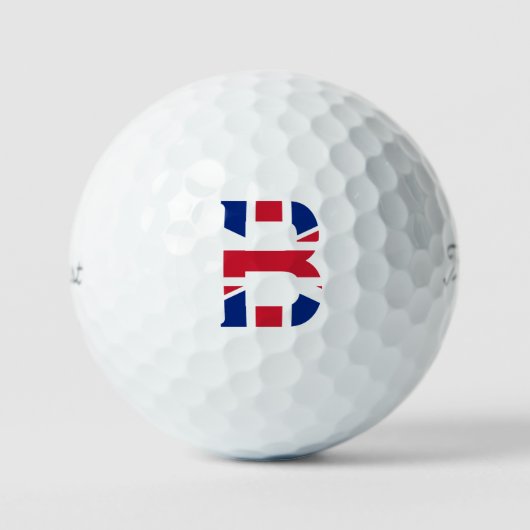 B Monogram überlagert sich auf der Union Jack Flag Golfball (Vorderseite)