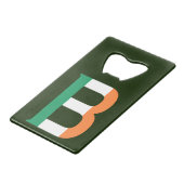 B Monogram überlagert sich auf irischer Flagge Geldbeutel Flaschenöffner (Rückseite Schrägansicht)