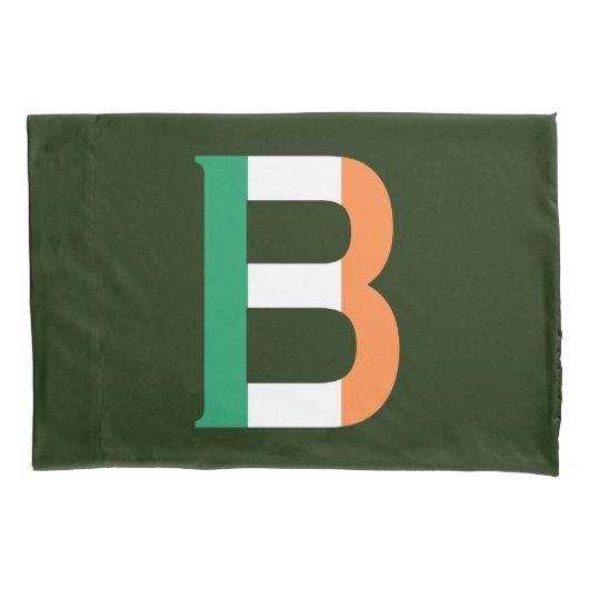 B Monogram überlagert sich auf irischer Flagge Kissenbezug (Vorderseite)