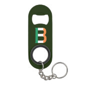 B Monogram überlagert sich auf irischer Flagge Mini Flaschenöffner (Rückseite)