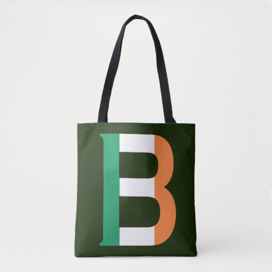 B Monogram überlagert sich auf irischer Flagge Tasche (Vorderseite)