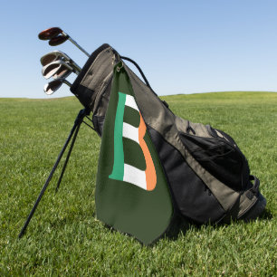 B Monogram überlagert sich auf irischer Flaggenmar Golfhandtuch