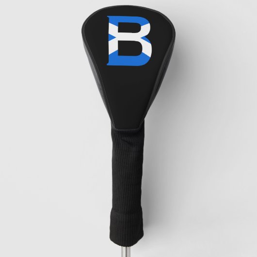 B Monogram überlagert sich auf schottischer Flagge Golf Headcover (Vorderseite)