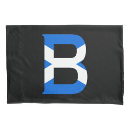 B Monogram überlagert sich auf schottischer Flagge Kissenbezug