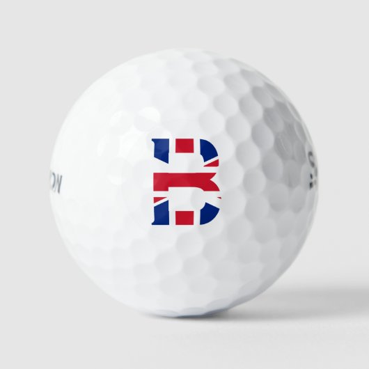 B Monogram überlagert sich auf Unijack Flag ssf gb Golfball (Vorderseite)