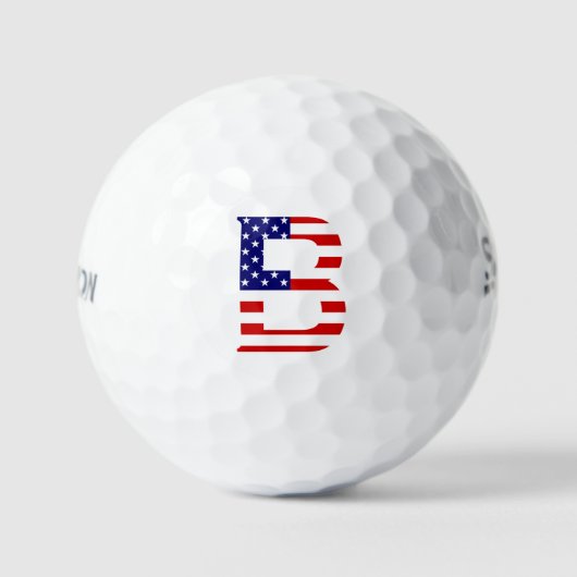 B Monogram überlagert sich auf US Flag ssf gbcnt Golfball (Vorderseite)