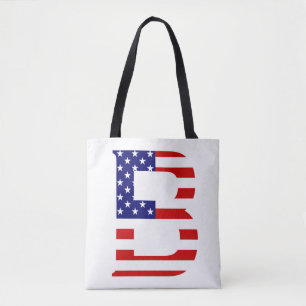 B Monogram überlagert sich auf US-Flaggenstempel Tasche
