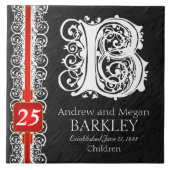 B Monogram "White Lace on Black" Anniversary Tile Fliese (Vorderseite)
