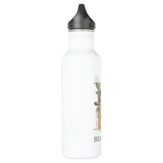 B Monogramm Floral Personalisiert Edelstahlflasche (Links)