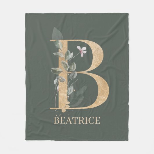 B Monogramm Floral Personalisiert Fleecedecke (Vorderseite)