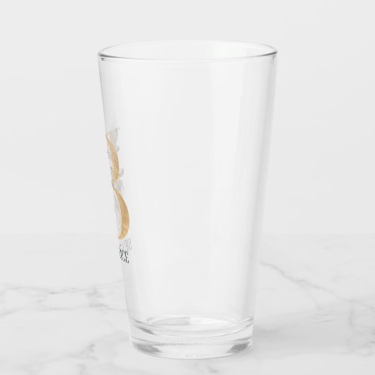 B Monogramm Floral Personalisiert Glas (Links)