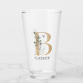 B Monogramm Floral Personalisiert Glas (Vorderseite)