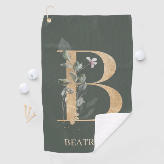 B Monogramm Floral Personalisiert Golfhandtuch (Insitu)