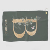 B Monogramm Floral Personalisiert Golfhandtuch (Horizontal)