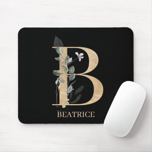 B Monogramm Floral Personalisiert Mousepad (Mit Mouse)