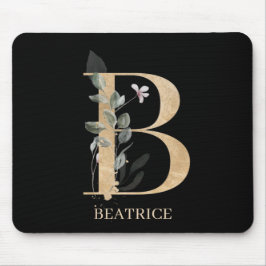 B Monogramm Floral Personalisiert Mousepad