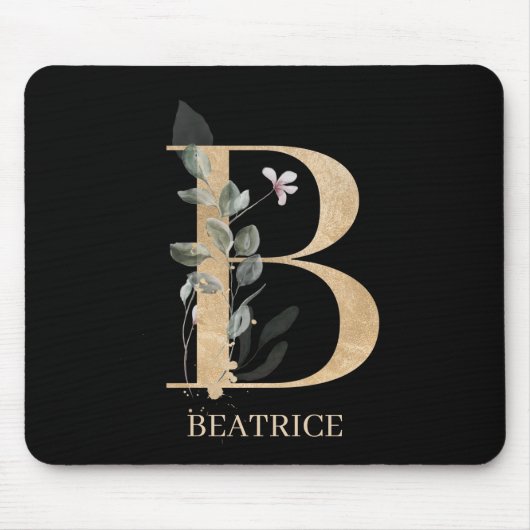 B Monogramm Floral Personalisiert Mousepad (Vorne)