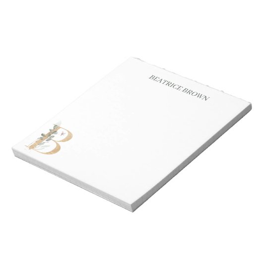 B Monogramm Floral Personalisiert Notizblock (Rotiert)