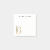 B Monogramm Floral Personalisiert Post-it Klebezettel (Vorderseite)
