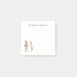 B Monogramm Floral Personalisiert Post-it Klebezettel