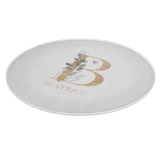 B Monogramm Floral Personalisiert Schneidebrett (Ecke)