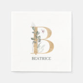 B Monogramm Floral Personalisiert Serviette (Vorderseite)