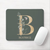 B Monogramm Floral Personalisierte Maus Pad Mousepad (Mit Mouse)
