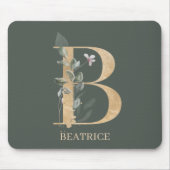 B Monogramm Floral Personalisierte Maus Pad Mousepad (Vorne)