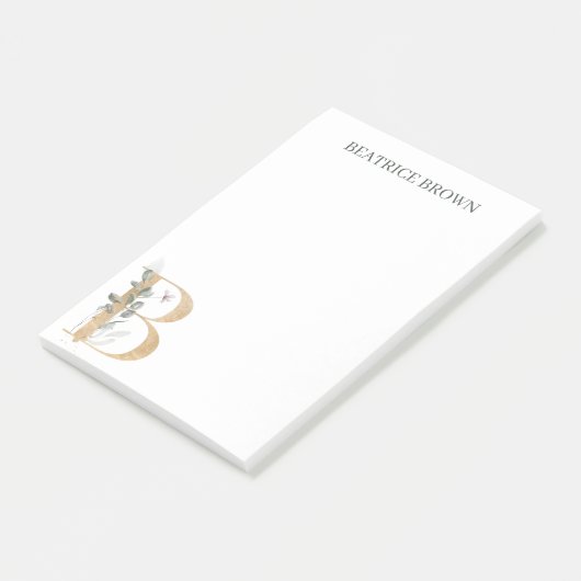 B Monogramm florale Personalisiert Post-it-Hinweis Post-it Klebezettel (angewinkelt)