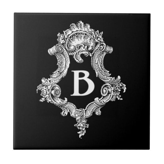 B Monogramm Initiale Fliese (Vorderseite)