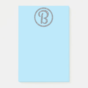 B Monogramm Klingelring Postit Notizblock