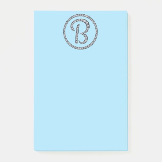 B Monogramm Klingelring Postit Notizblock (Vorderseite)