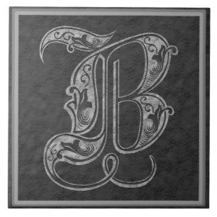 B-Monogramm "königliche graue Stein" Fliese