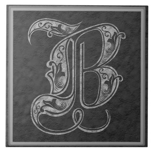 B-Monogramm "königliche graue Stein" Fliese (Vorderseite)