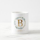 B Monogramm, kundenspezifischer Blattkranz Kaffeetasse (Mittel)